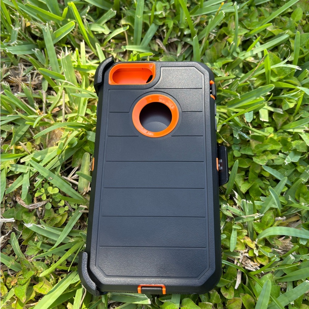 Rugged Black and Orange Phone Case /iPhone 8 plus